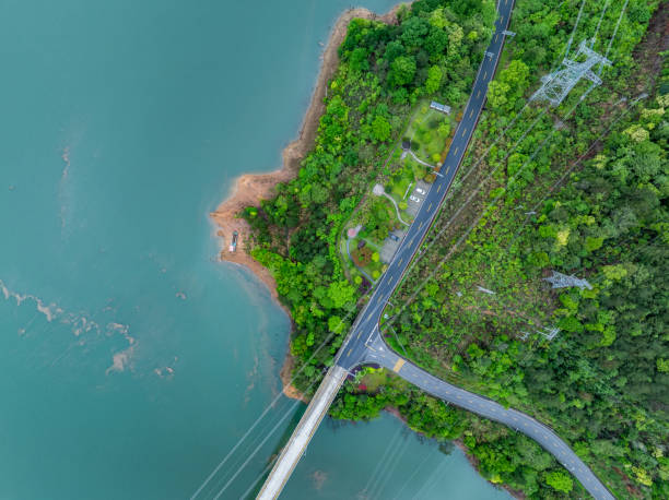 istock Panoramic view of winding mountain road 2149751598