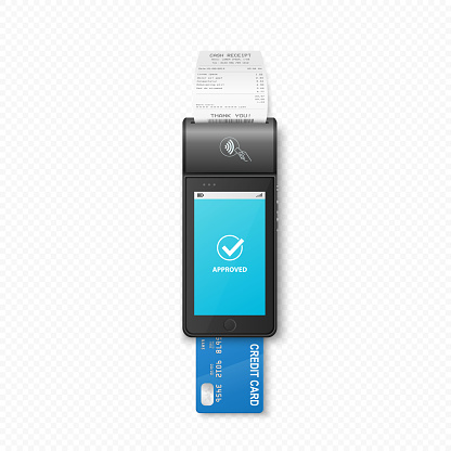 Vector 3d Realistic Nfc Payment Terminal With Payment Receipt Credit vector-3d-realistic-nfc-payment-terminal-with-payment-receipt-credit