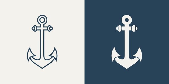 Vector Anchors. Anchor Silhouette Icon Set. Anchor with Outline. Anchor Design Template. Vector Illustration.