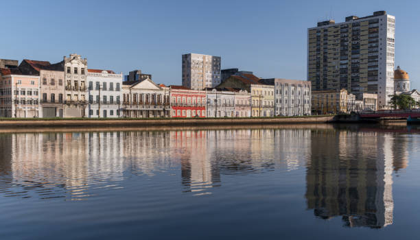 Recife, Pernambuco, Brazil:Famous and beautiful street with colonial houses in Recife downtown.