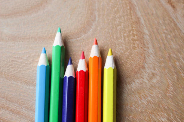 Group of coloured pencilsshool