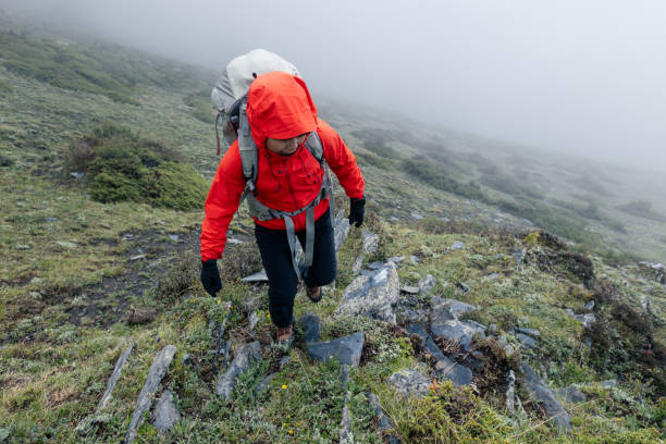 istock Hiking woman on high altitude mountain top 2149764593