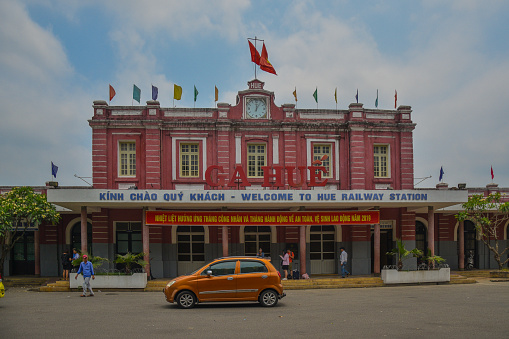 Outside the Hue railway station in Vietnam; May 2019