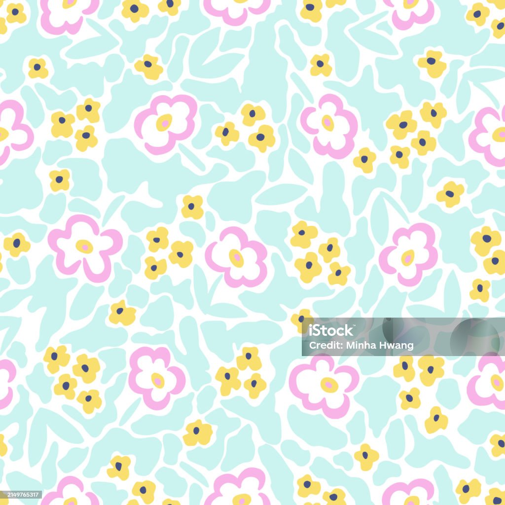 Vector Cute And Small Illustration Floral Seamless Repeat Pattern ...