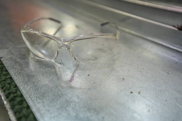 safety glasses in factory workshop