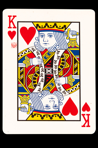 card gambling k king heart isolated on white background.