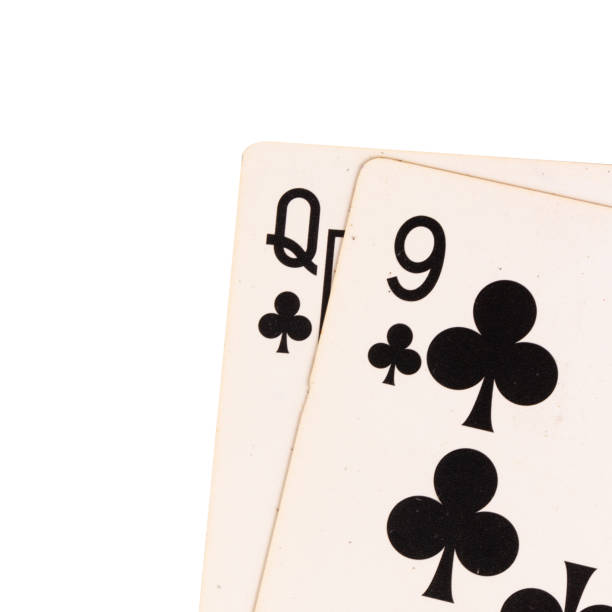 card gambling 9 baccarat Q 9 club points isolated on white background.