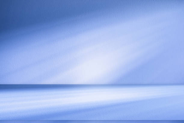 istock Wall interior background, studio, and backdrops show products. with shadow from window color white and blue light. background for text insertion and presentation of product 2149768183