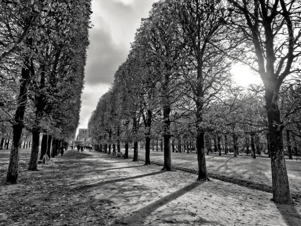 The City of Paris France on October 20, 2023:   People out enjoying the walkways found in the Jardin du Luxembourg public park on a nice fall day, in Paris France