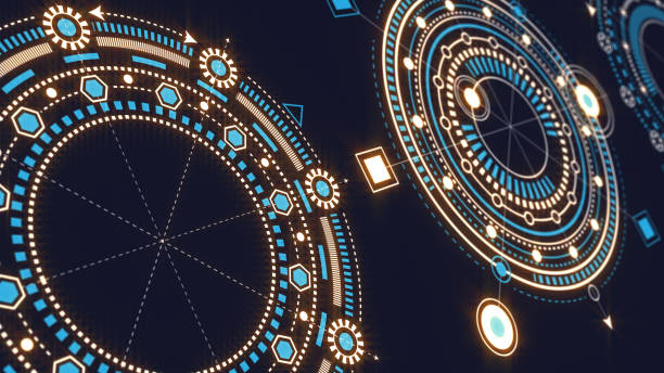 istock Electronic interface of the future .Hud Futuristic .Technical drawing.Fantastic circle .Drawing details . 2149771416
