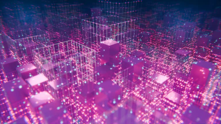 Illuminating the Complex Interactions Within a Transformers Architecture - Tensor blocks in vibrant motion, Seamless Loop, 3D animation
