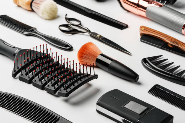 istock Pattern of various shaving and bauty care accessories for men on gray background 2149773886