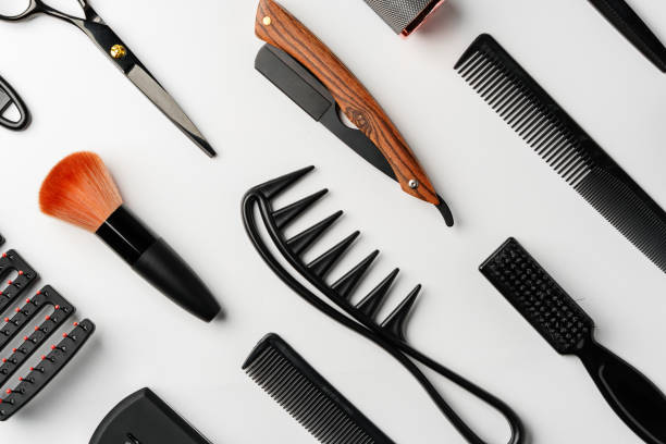 istock Pattern of various shaving and bauty care accessories for men on gray background 2149774174