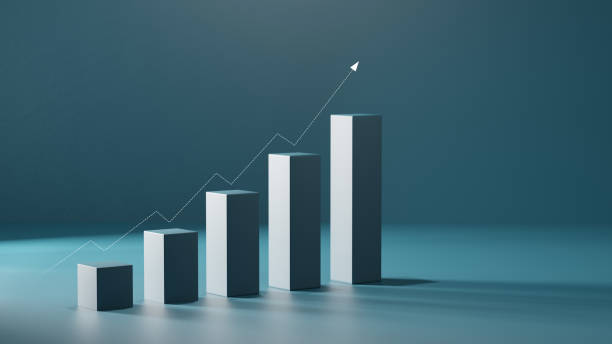 istock Stock chart bar growth up success idea concept on dark background. business idea concept. 2149774214