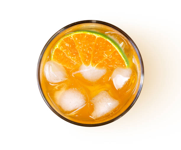 istock Glass of orange juice on white 2149774581