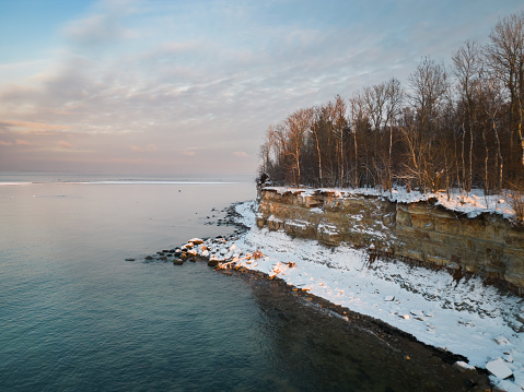 Photo from the bottom of the steep coast of Estonia in the Baltic Sea in winter. High quality photo