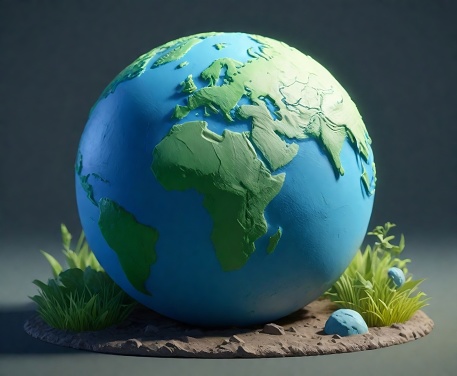 earth globe on green background