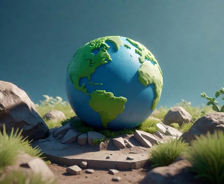 earth globe on green background