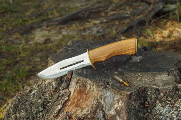 istock Hunting knife and cartridge 5.45 2149780780