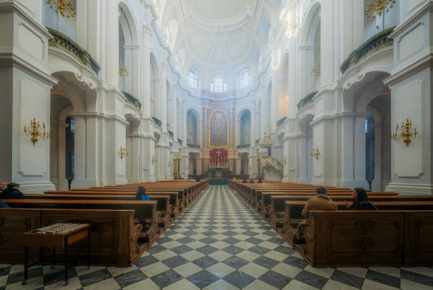 Dresden, Germany, 18.12.2022 - The interior of the restored Dresden Cathedral