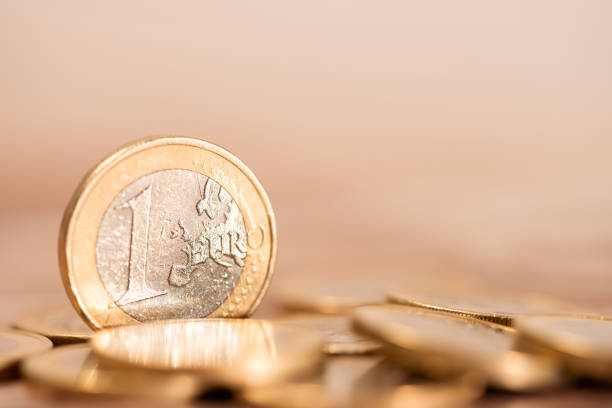 One euro coins stock photo