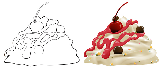 Vector illustration of a dessert with toppings