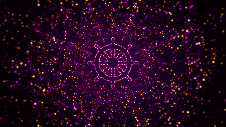 Digital Space Opener Shiny Purple Dharma Wheel Symbol Border Frame Glitter