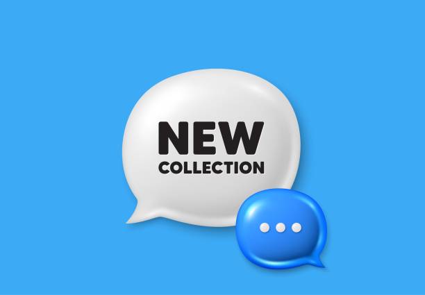 istock New collection tag. New fashion arrival sign. Text box speech bubble 3d icons. Vector 2149787732