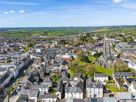 Aerial view over the town of South Molton in Devon