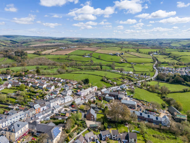 Aerial view over South Molton to rural Devon