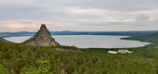 istock view from above in the middle of mountains and forest lake 2149789232