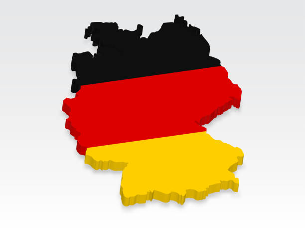 istock 3D  Germany map with flag. Three dimensional map of Germany with shadow. Flag of Federal Republic of Germany on white background for your design, app, UI.  Stock vector. EPS10. 2149791939