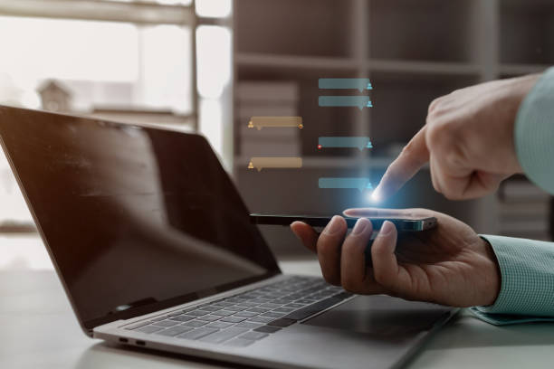 istock People typing messages, business people typing messages via online messaging app, sending data and chatting via wireless internet network. The concept of using wireless technology in communication. 2149792069