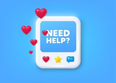 Help Support Post Need Help Symbol Support Service Sign Social Media Post 3d Frame Vector ...