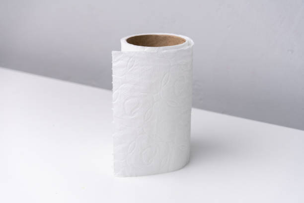 istock Toilet paper roll on white and grey background 2149795180