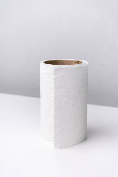 istock Toilet paper roll on white and grey background 2149795189