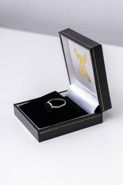 istock Silver ring and a black jewelry box 2149795349