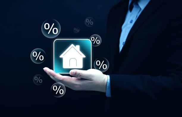 istock House icon and percentage symbol 2149795541