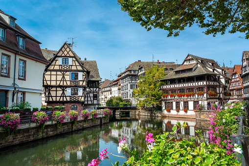 The river Ill in the Petite France, a Little Venice district in Strasbourg, France