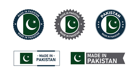 Made in Pakistan, Manufacture by Pakistan stamp, seal, icon, logo, vector
