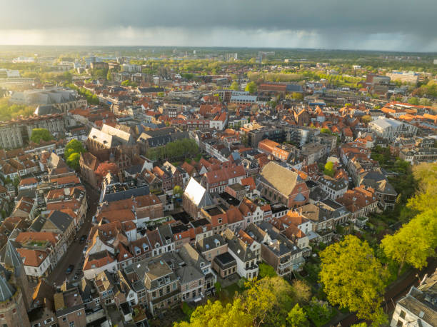 istock Zwolle city aerial view during a springtime sunset 2149797880