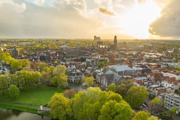 istock Zwolle city aerial view during a springtime sunset 2149798044