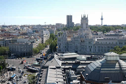 Gran Via Madrid Spain cityscape city center aerial view