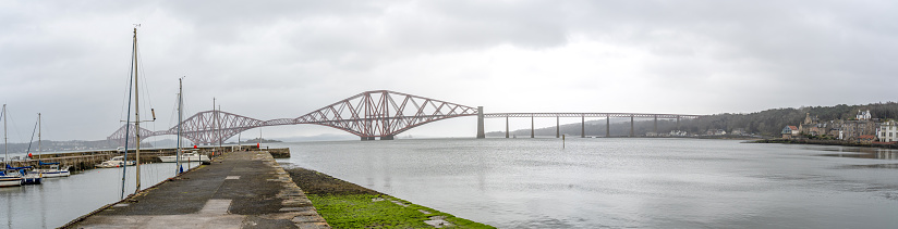 Panorama of Forth Railway Bridge spanning the River Firth