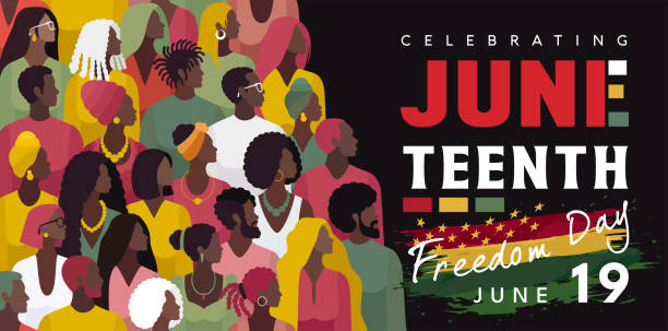 Juneteenth Freedom Day Celebration. African American History And Heritage. Juneteenth Freedom Day Celebration. Banner Design Featuring African American People. juneteenth celebration stock illustrations