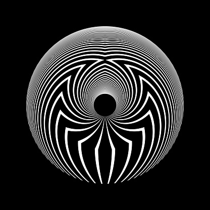 Abstract Circle Convex White Design Element with 3D Illusion Effect on Black Background. Vector Art.