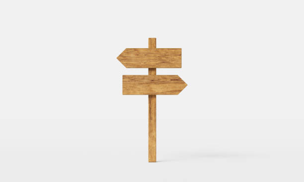 Wood Road Sign Mock up. 3D Rendering