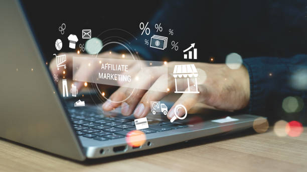 istock Affiliate marketing, online business model concept. Creating relationships strategy between merchants, affiliates, and customers. Generated revenue by rewarding affiliates for referring customers. 2149807244