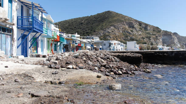 Klima village with its colorful characteristics in Milos in Greek Islands