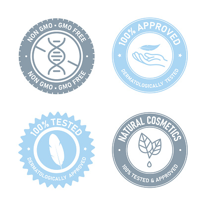 Dermatologist tested, approved natural product stamp. Seal, Icon, Logo, vector